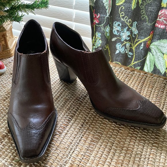 Artivo Shoes - Artivo Leather Croc Brown Slip on Boot Shoe Western Cowboy Style  9.5M